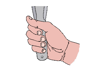 Hammer grip for throwing knives. Hammer grip for throwing knives